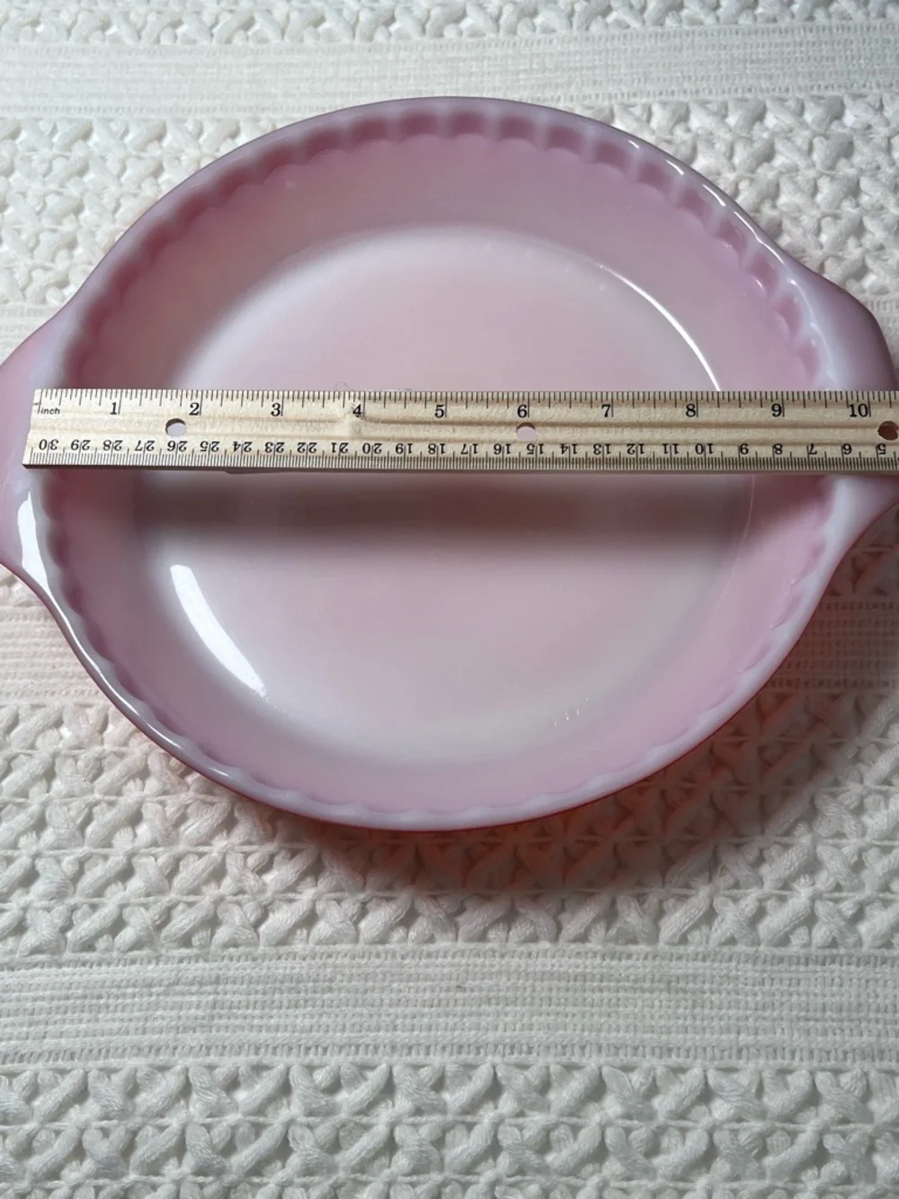 Vintage FIRE KING Red Atomic Orange Ombre 10” Pie Plate by Anchor Hocking